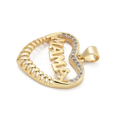 Mother's Day Brass Micro Pave Cubic Zirconia Pendants KK-Q055-02B-G-1