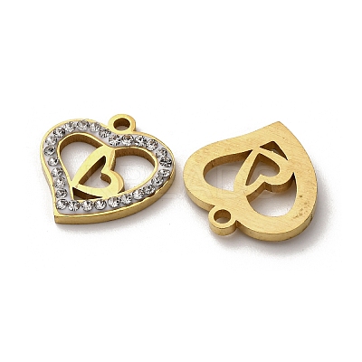304 Stainless Steel Clay Rhinestone Pendants STAS-P406-17B-G-1