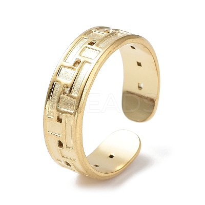 304 Stainless Steel Grooved Rectangle Cuff Ring Findings STAS-P334-08G-1