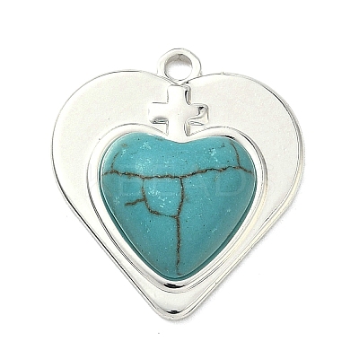 304 Stainless Steel with Dyed Synthetic Turquoise Pendants LS-STAS-G374-05S-12-1