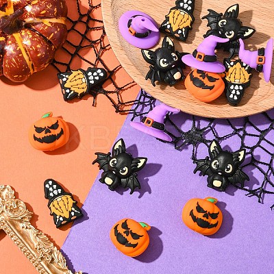 8Pcs 4 Styles Halloween Food Grade Silicone Focal Beads SIL-YW0002-17-1