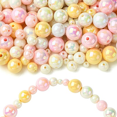 250G UV Plating Rainbow Iridescent Opaque Acrylic Beads PACR-CJ0001-38C-1