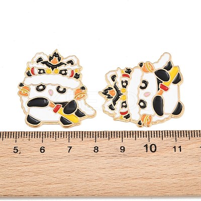 Chinese Lion Dance Panda Alloy Enamel Cabochons AL-CBA1A6F-03KCG-B-1