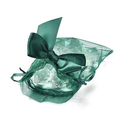 Rectangle Lace Organza Drawstring Gift Bags OP-K002-02-1