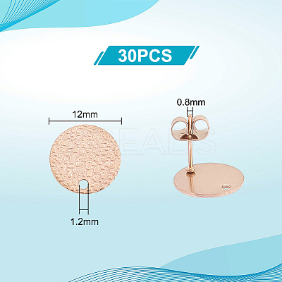 30Pcs Ion Plating(IP) 304 Stainless Steel Ear Stud Findings STAS-UN0045-20-1