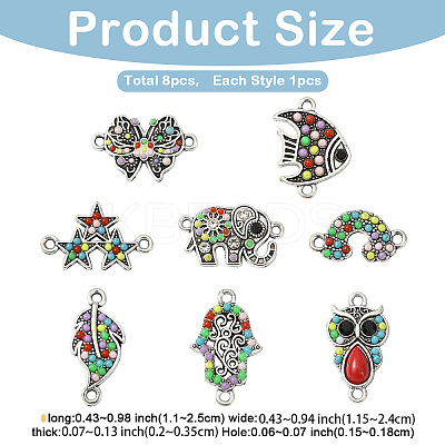 8Pcs 8 Styles Alloy Links/Connectors FIND-YW0009-97-1