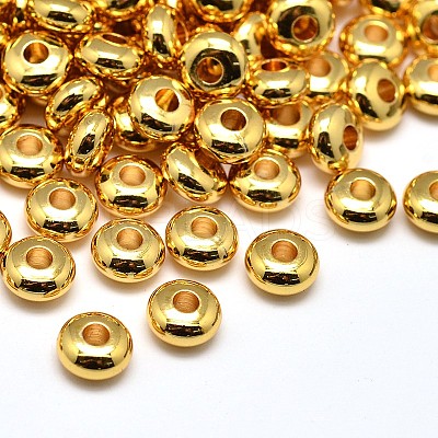 Brass Flat Round Spacer Beads KK-M085-22G-NR-1