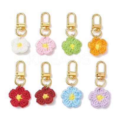 8Pcs Flower Handmade Cotton Knitting Pendant Decorations HJEW-JM03698-01-1