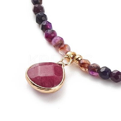 Teardrop Pendant Necklace with Round Beaded Chains NJEW-JN03921-1