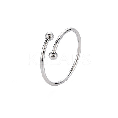 Non-Tarnish 304 Stainless Steel Double Beaded Thin Open Cuff Rings RJEW-N038-048P-1
