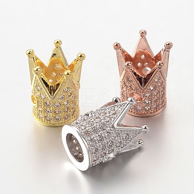 Brass Micro Pave Cubic Zirconia Beads ZIRC-L037-72-FF-1