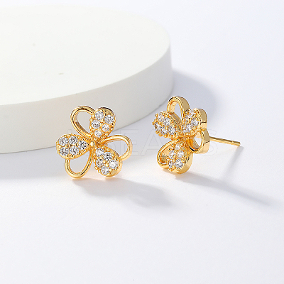 Elegant Clover Brass Stud Earrings ZM7919-1