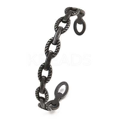 316 Surgical Stainless Steel Oval Link Chain Cuff Bangles BJEW-C125-03AS-1