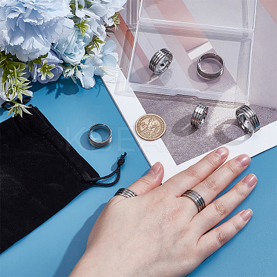 7Pcs 7 Size 304 Stainless Steel Triple Grooved Finger Rings Set for Women RJEW-UN0002-36P-1