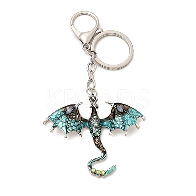 Dragon Alloy Rhinestone Pendant Keychains LS-KEYC-G065-01G-1