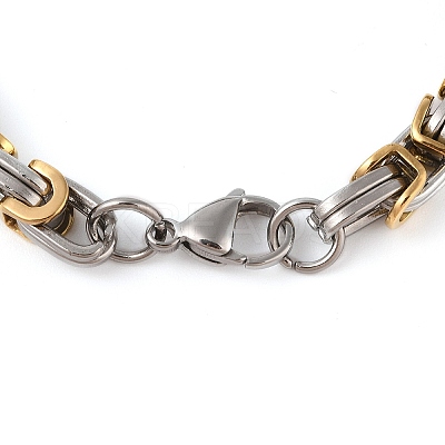 PVD Vacuum Plating 201 Stainless Steel Column Link & Byzantine Chain Bracelets BJEW-Z023-09P-1-1