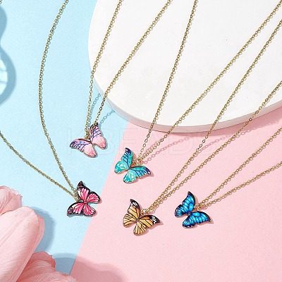 Alloy Enamel Pendant Necklace NJEW-JN04584-1