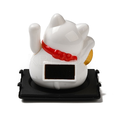 Plastic Solar Powered Japanese Lucky Cat Figurines DJEW-K023-01C-1