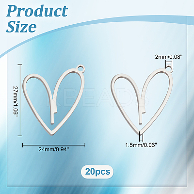 20Pcs 304 Stainless Steel Pendants STAS-UN0049-25-1