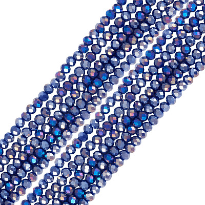 10 Strands Baking Electroplate Glass Beads Strands GLAA-BW0001-01-1