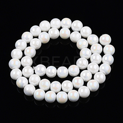 Electroplate Opaque Glass Beads Strands X-GLAA-T032-P8mm-AB02-1