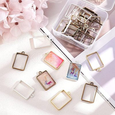 Matte Style Rack Plating Alloy Open Back Bezel Pendants PALLOY-OC0001-07-1