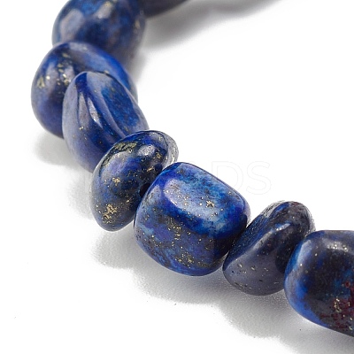 Natural Lapis Lazuli Nuggets Beads Stretch Bracelet BJEW-JB07144-03-1
