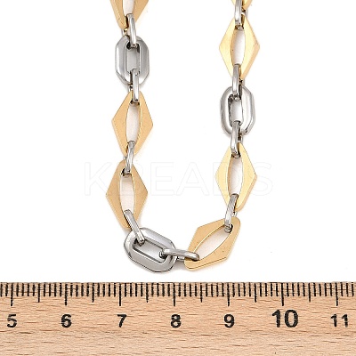 201 Stainless Steel Oval & Rhombus Link Chain Necklaces for Women NJEW-B143-01GP-1