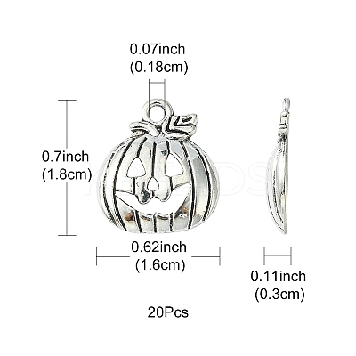 20Pcs Tibetan Style Halloween Pumpkin Jack-O'-Lantern Alloy Pendants TIBEP-YW0001-43AS-1