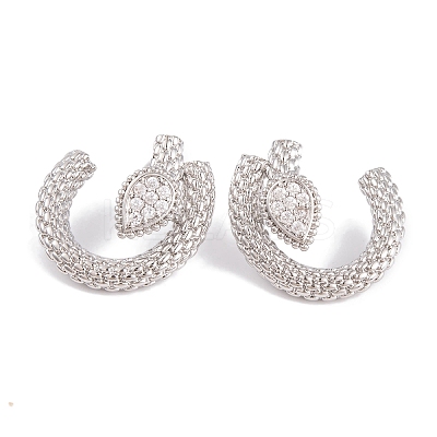 Rack Plating Brass Cubic Zirconia Stud Earrings EJEW-S219-07P-1
