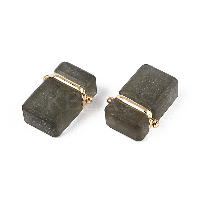 Glass Rectangle Links Connector Charms GLAA-T023-42A-1