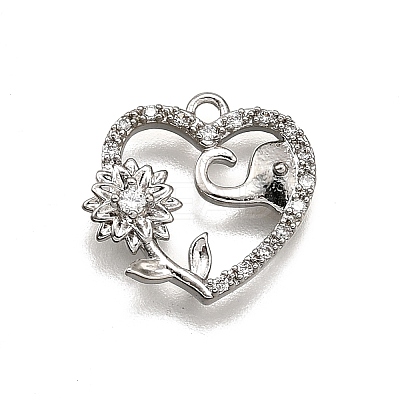 Brass Micro Pave Clear Cubic Zirconia Pendants LS-KK-G530-01C-P-1
