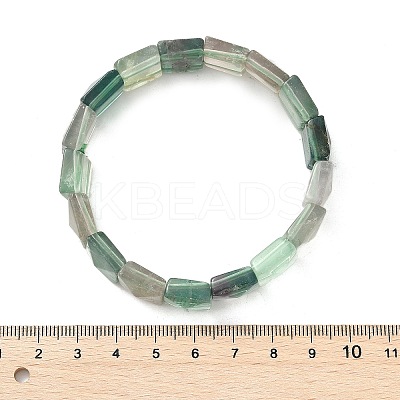 Square Natural Fluorite Beads Stretch Bracelets for Women Men BJEW-C097-06L-1