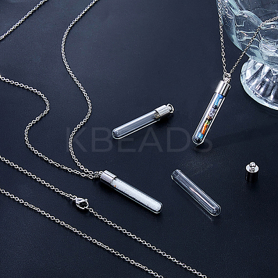 DIY 304 Stainless Steel & Glass Bottle Pendant Necklace Making Kits DIY-HS0001-51P-1