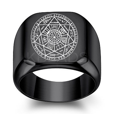 The Seven-Pointed Star Pattern 304 Stainless Steel Finger Rings FS-WGB7142-11-1
