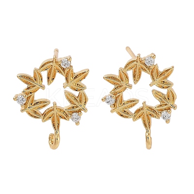 Brass Micro Pave Cubic Zirconia Studs Earring Findings KK-K364-07G-1