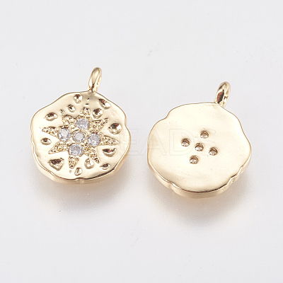 Brass Micro Pave Cubic Zirconia Charms KK-A144-028G-1