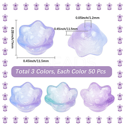150Pcs 3 Colors Transparent Two Tone Spray Painted Glass Beads GLAA-LT0001-04B-1