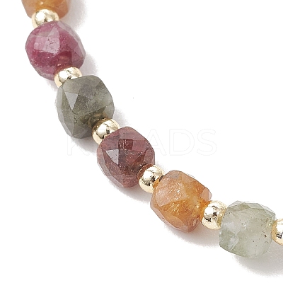 Cube Natural Gemstone & Electroplate Non-magnetic Synthetic Hematite Beaded Stretch Bracelets for Women BJEW-JB13355-1