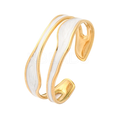 304 Stainless Steel Enamel Bangles for Women BJEW-D306-04G-1