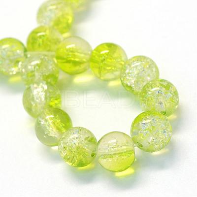 Baking Paint Transparent Crackle Glass Round Bead Strands DGLA-Q018-8mm-25-1