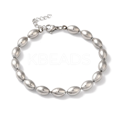 Non-Tarnish 304 Stainless Steel Rice Beaded Bracelets for Women BJEW-B092-06P-1