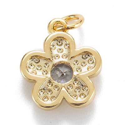 Brass Cubic Zirconia Charms KK-G399-06C-1