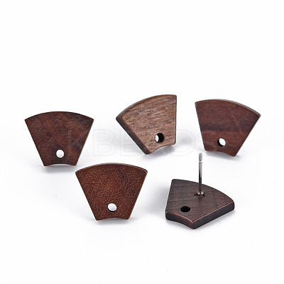 Walnut Wood Stud Earring Findings WOOD-S054-48-1