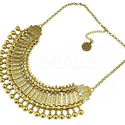 Tibetan Style Alloy Turkish Coin Tassel Chunky Bib Necklaces for Women FS-WG6DA7E-02-1