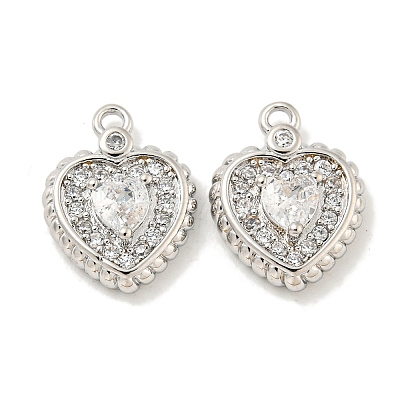 Brass Micro Pave Clear Cubic Zirconia Pendants KK-L211-002P-1