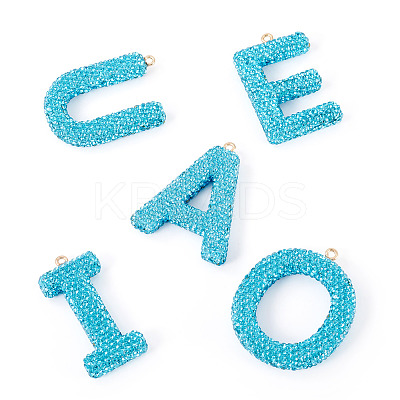 5Pcs 5 Styles Handmade Polymer Clay Rhinestone Big Pendants FIND-BT0001-39E-1