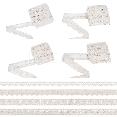 4 Rolls 4 Styles Cotton Flower Lace Ribbon OCOR-FG0002-77B-1