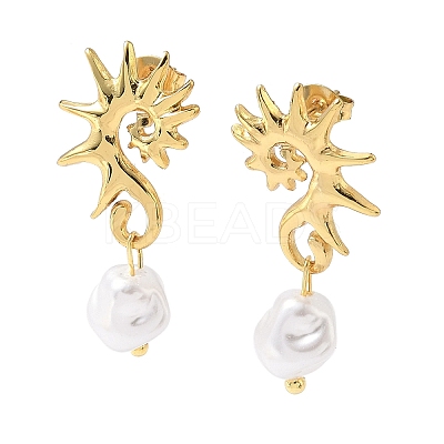 Sea Horse 304 Stainless Steel Acrylic Dangle Stud Earrings EJEW-B156-06G-1