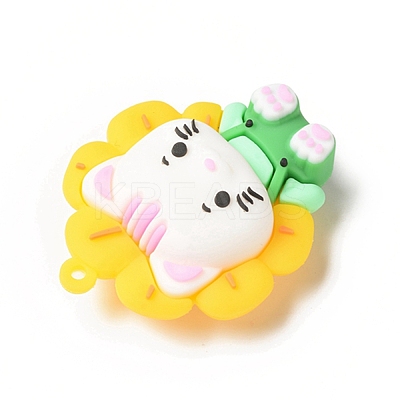Opaque Resin Cat Big Pendants RESI-D065-E02-1